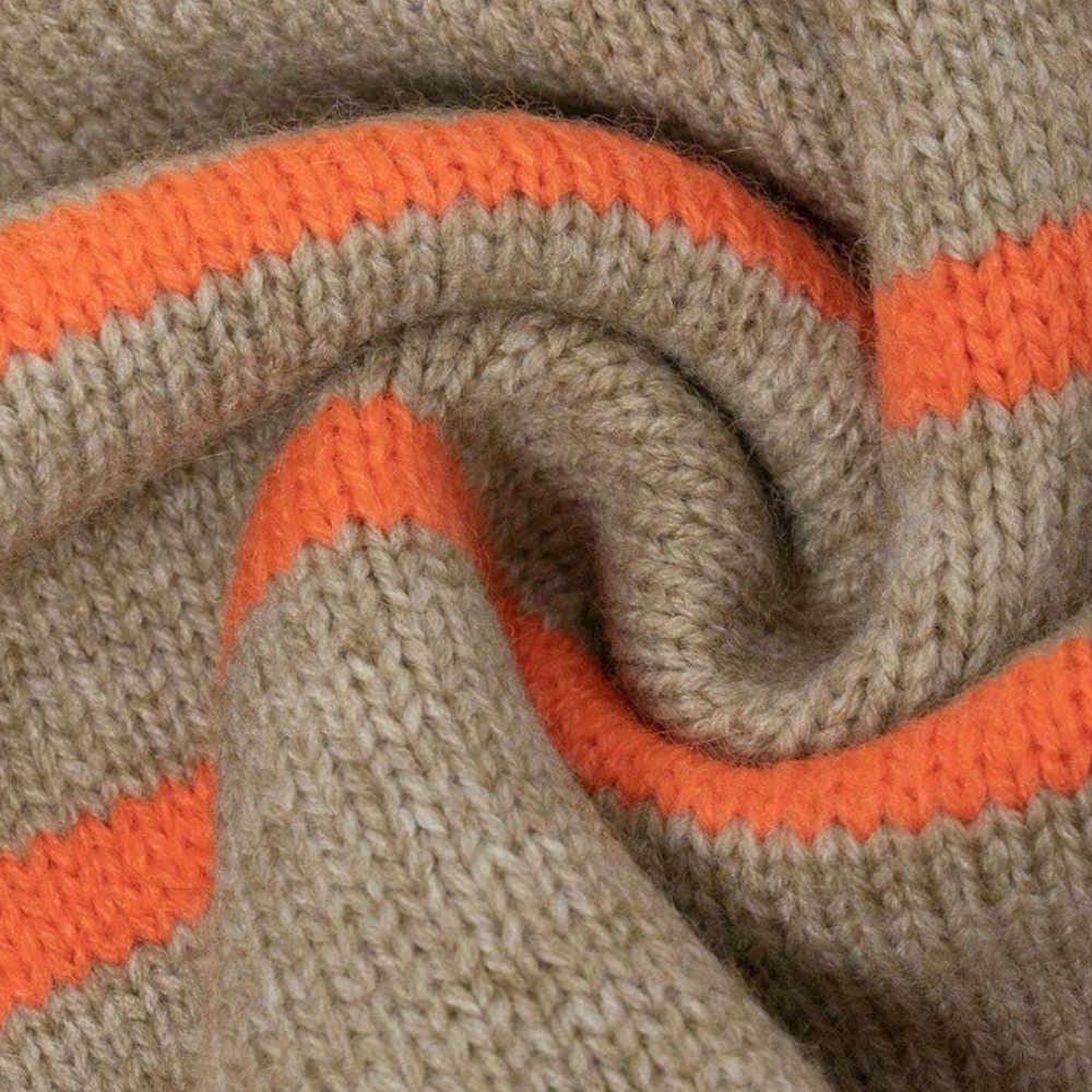 Striped Orange and Tan Women's Sweater - Picture 4 of 4